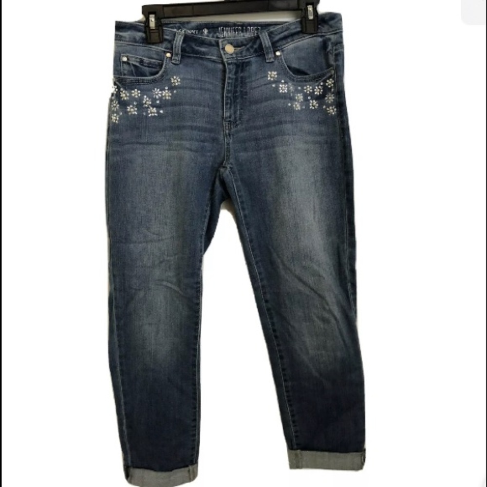 Jennifer Lopez Relaxed Skinny Bling Capris Size 2